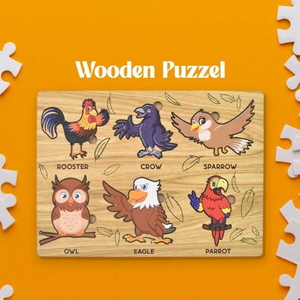 Wooden Bird Puzzle Learning Educational Board (1 Set / 28Ã—20 Cm)