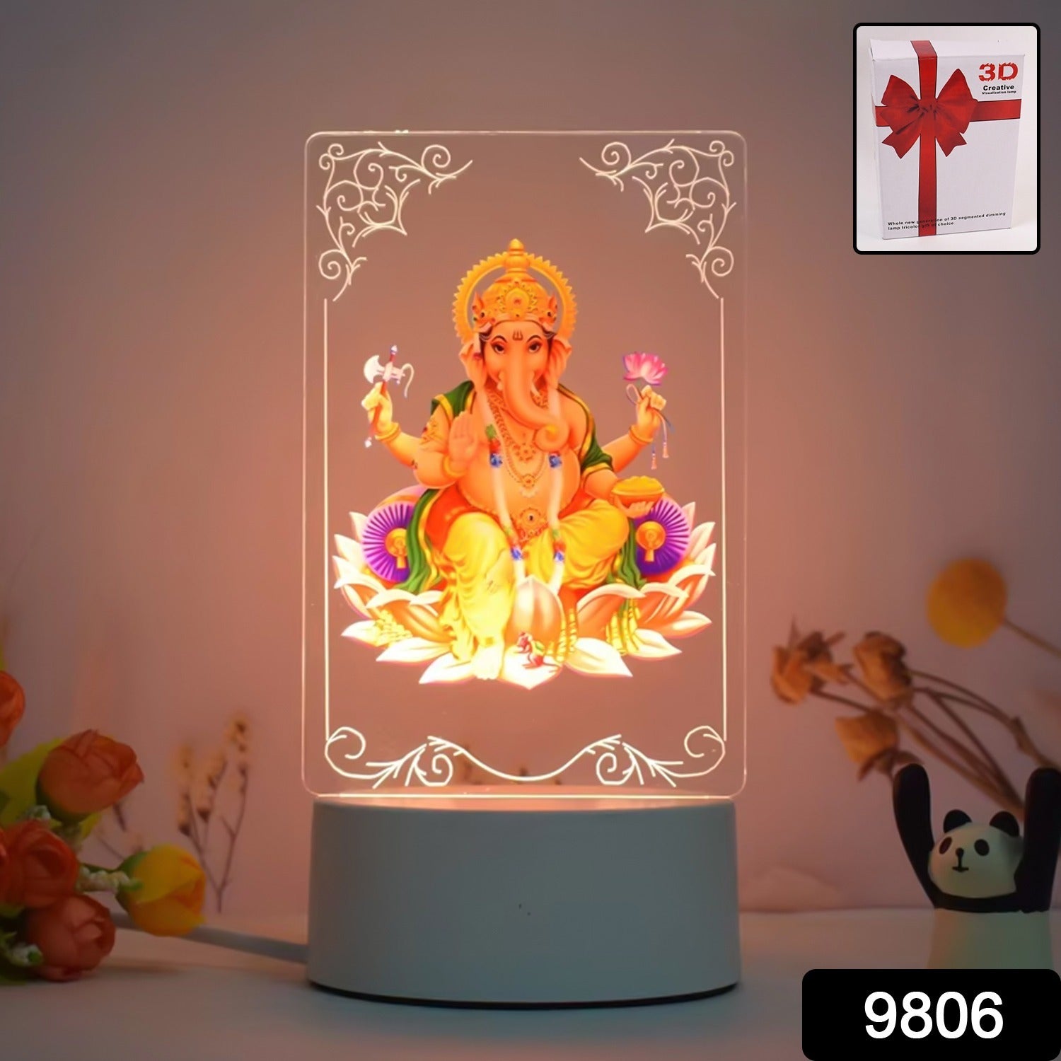 Beautiful 3D Lord Ganesh Frame with soft white light (1 Pc) - Shivani Jaswal Beautiful 3D Lord Ganesh Frame with soft white light (1 Pc)