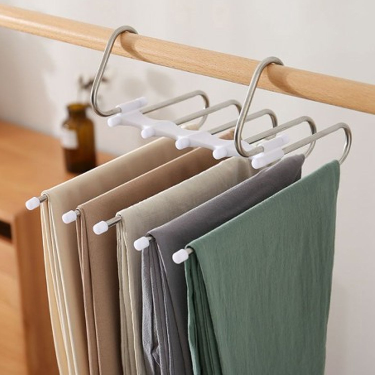 5 in 1 Stainless Steel Foldable Hangers for Clothes Hanging - Shivani Jaswal 5 in 1 Stainless Steel Foldable Hangers for Clothes Hanging