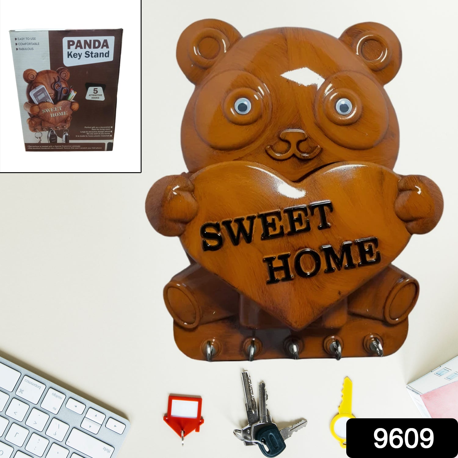 Cute Plastic Panda Key Holder, Wall Key Rack with 5 Hooks (1 Pc) - Shivani Jaswal Cute Plastic Panda Key Holder, Wall Key Rack with 5 Hooks (1 Pc)