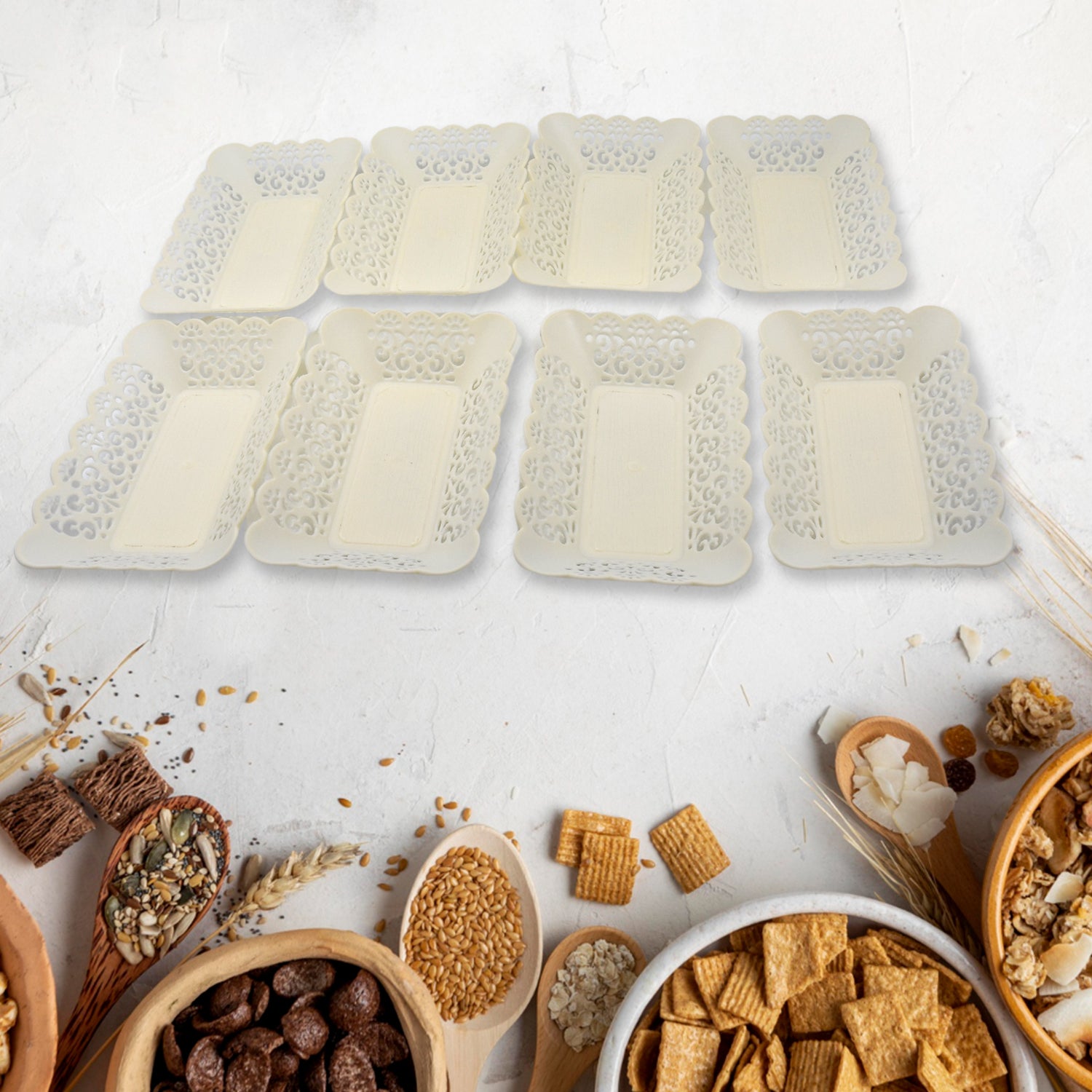 Rectangle Plastic Dinner Plate Snacks / Breakfast, Restaurant Serving Trays Home School Coffee Hotel Kitchen Office (8 Pcs Set) - Shivani Jaswal Rectangle Plastic Dinner Plate Snacks / Breakfast, Restaurant Serving Trays Home School Coffee Hotel Kitchen Office (8 Pcs Set)