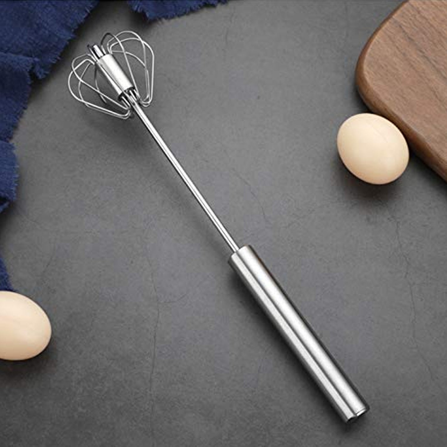 Medium Stainless Steel Egg Whisk, Hand Push Rotary Whisk Blender (1 Pc / 30 Cm) - Shivani Jaswal Medium Stainless Steel Egg Whisk, Hand Push Rotary Whisk Blender (1 Pc / 30 Cm)