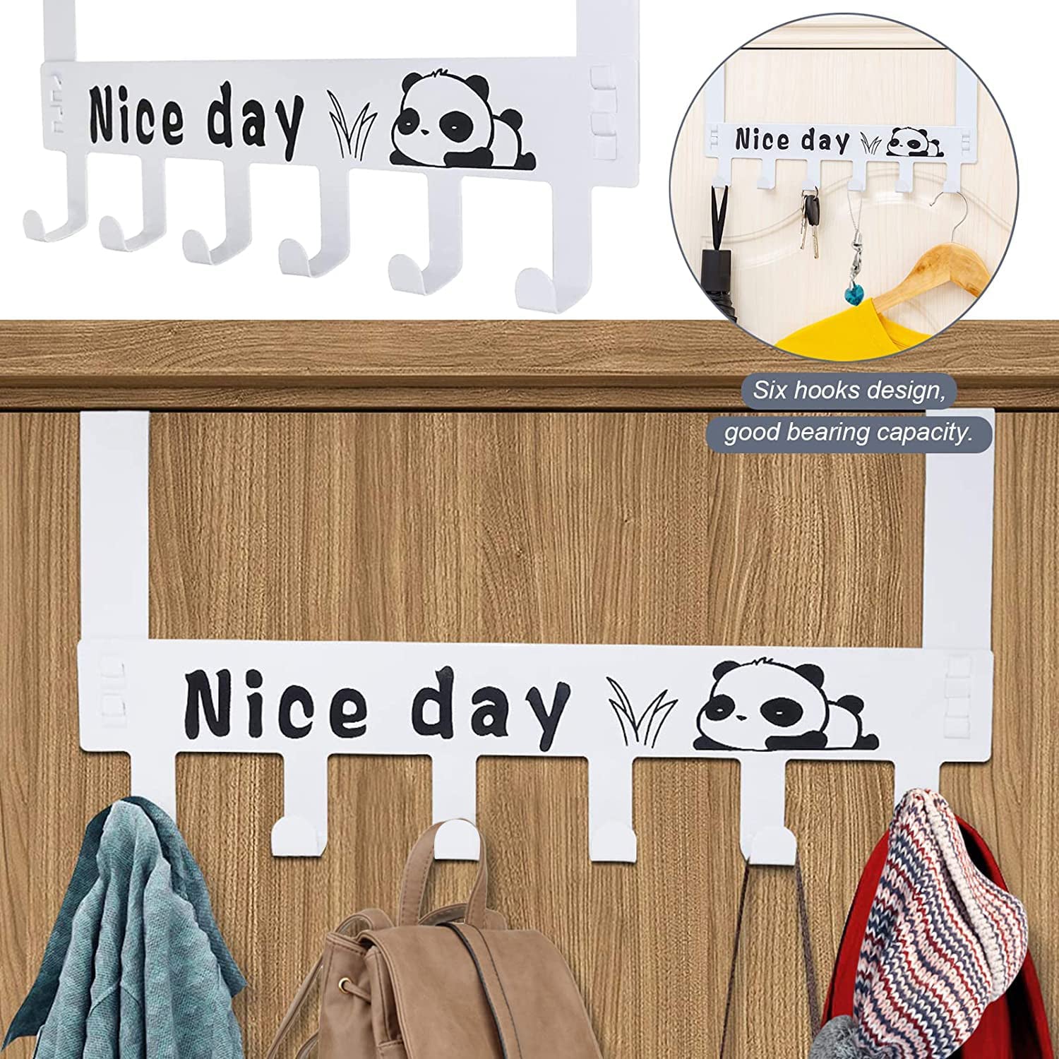 Heavy-Duty Carbon Steel Door Hook Hanger Rack (2 pc / 6 Hook / White) - Shivani Jaswal Heavy-Duty Carbon Steel Door Hook Hanger Rack (2 pc / 6 Hook / White)
