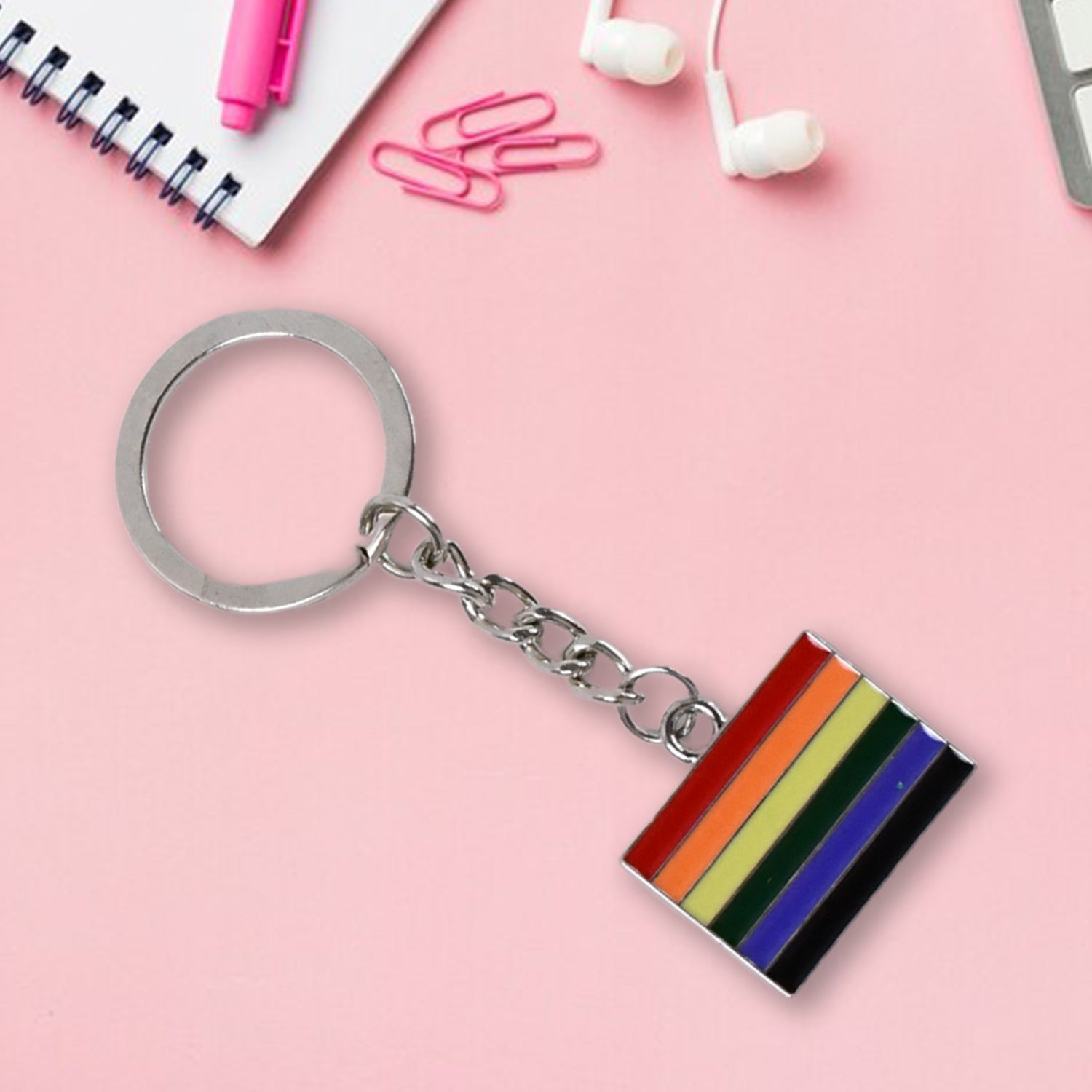 Rainbow Design Metal Keyring Key Chain (1 Pc Mix Design) - Shivani Jaswal Rainbow Design Metal Keyring Key Chain (1 Pc Mix Design)