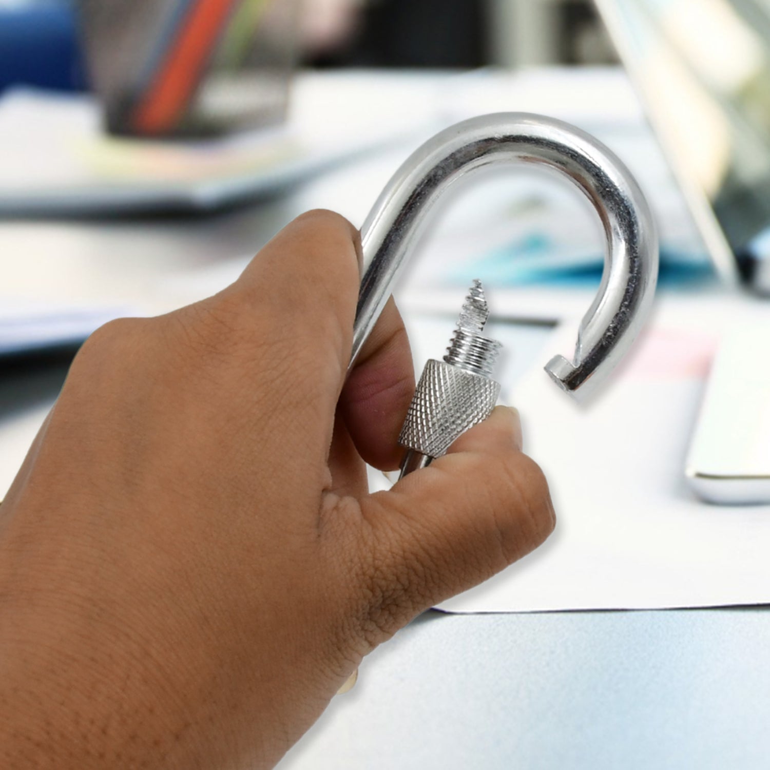 Snap Hook With Screw-Stainless Steel Snap Hook Clip Heavy Duty, Carabiner Clip (10×100 MM / 1 Pc) - Shivani Jaswal Snap Hook With Screw-Stainless Steel Snap Hook Clip Heavy Duty, Carabiner Clip (10×100 MM / 1 Pc)