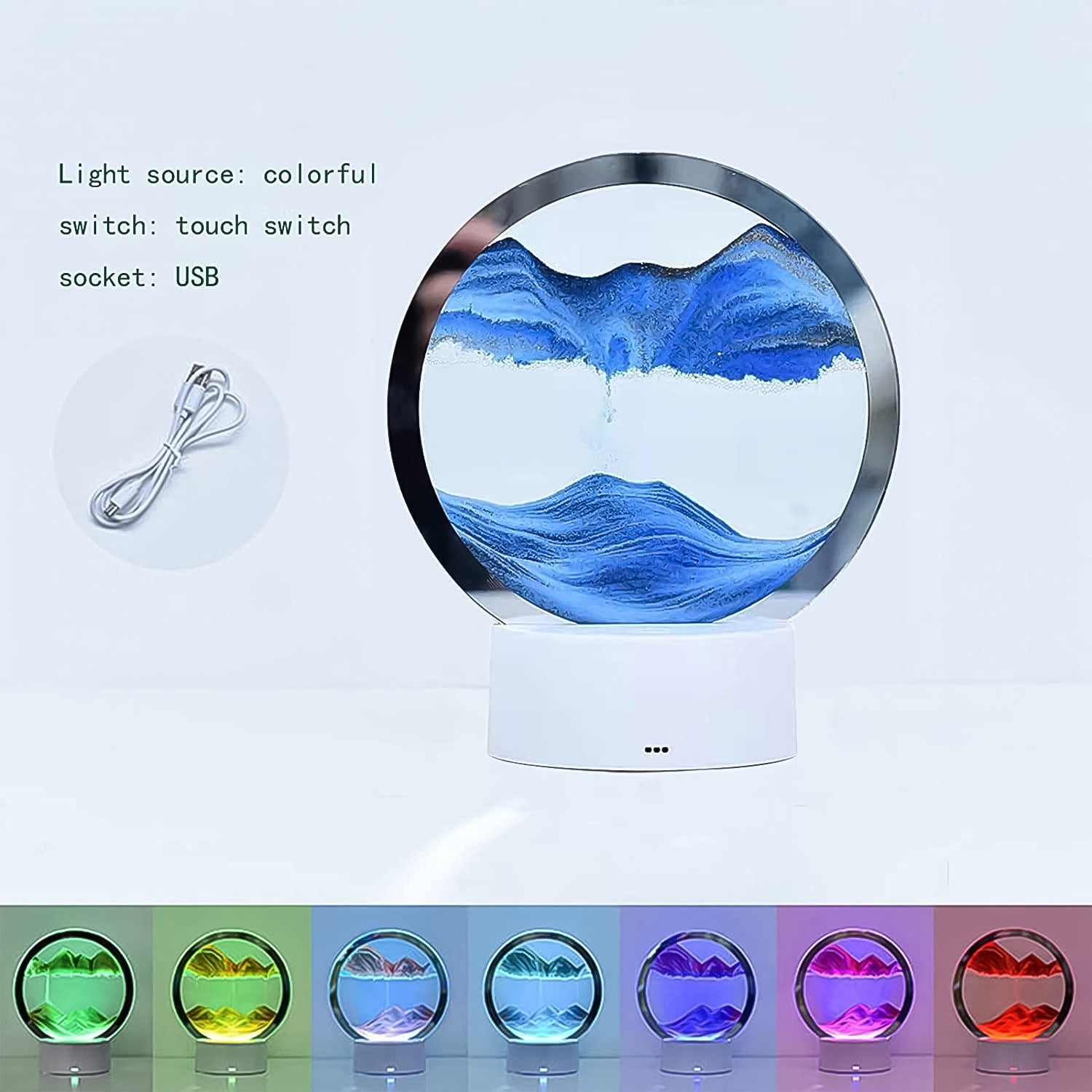 5 Color Light Moving Sand Art Picture (1 Pc) - Shivani Jaswal 5 Color Light Moving Sand Art Picture (1 Pc)