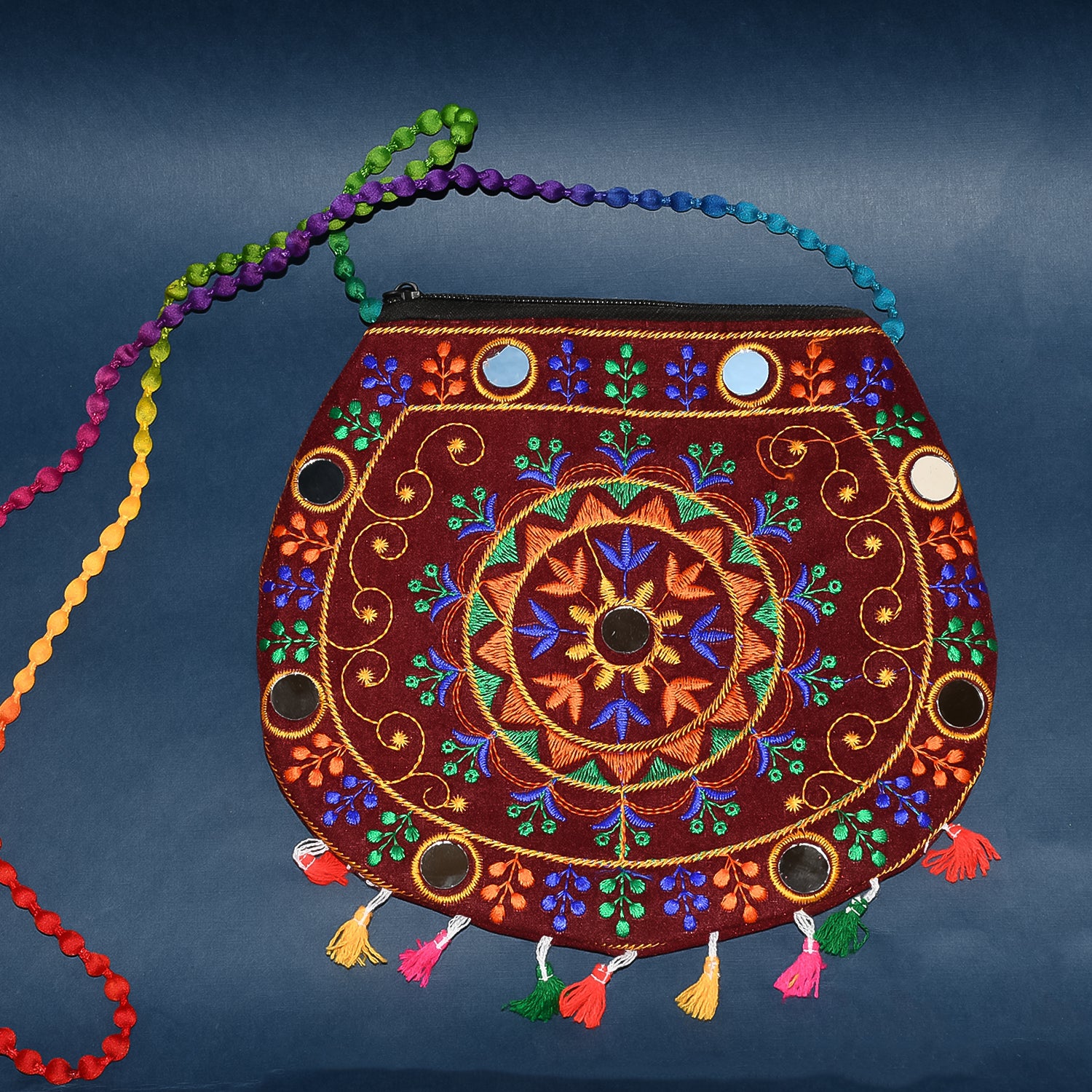 Handcrafted Cotton Embroidered Shoulder Bag / Purse for Girls & women (1 Pc / 9 Inch / Mix Desing) - Shivani Jaswal Handcrafted Cotton Embroidered Shoulder Bag / Purse for Girls & women (1 Pc / 9 Inch / Mix Desing)