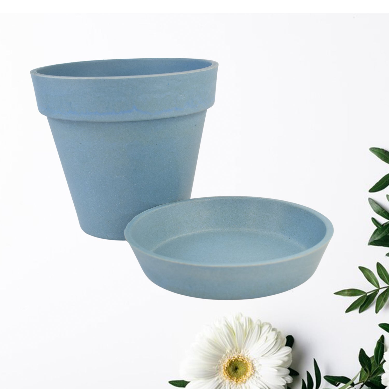 Heavy Plastic Flower pots With Tray (1 Pc) - Shivani Jaswal Heavy Plastic Flower pots With Tray (1 Pc)