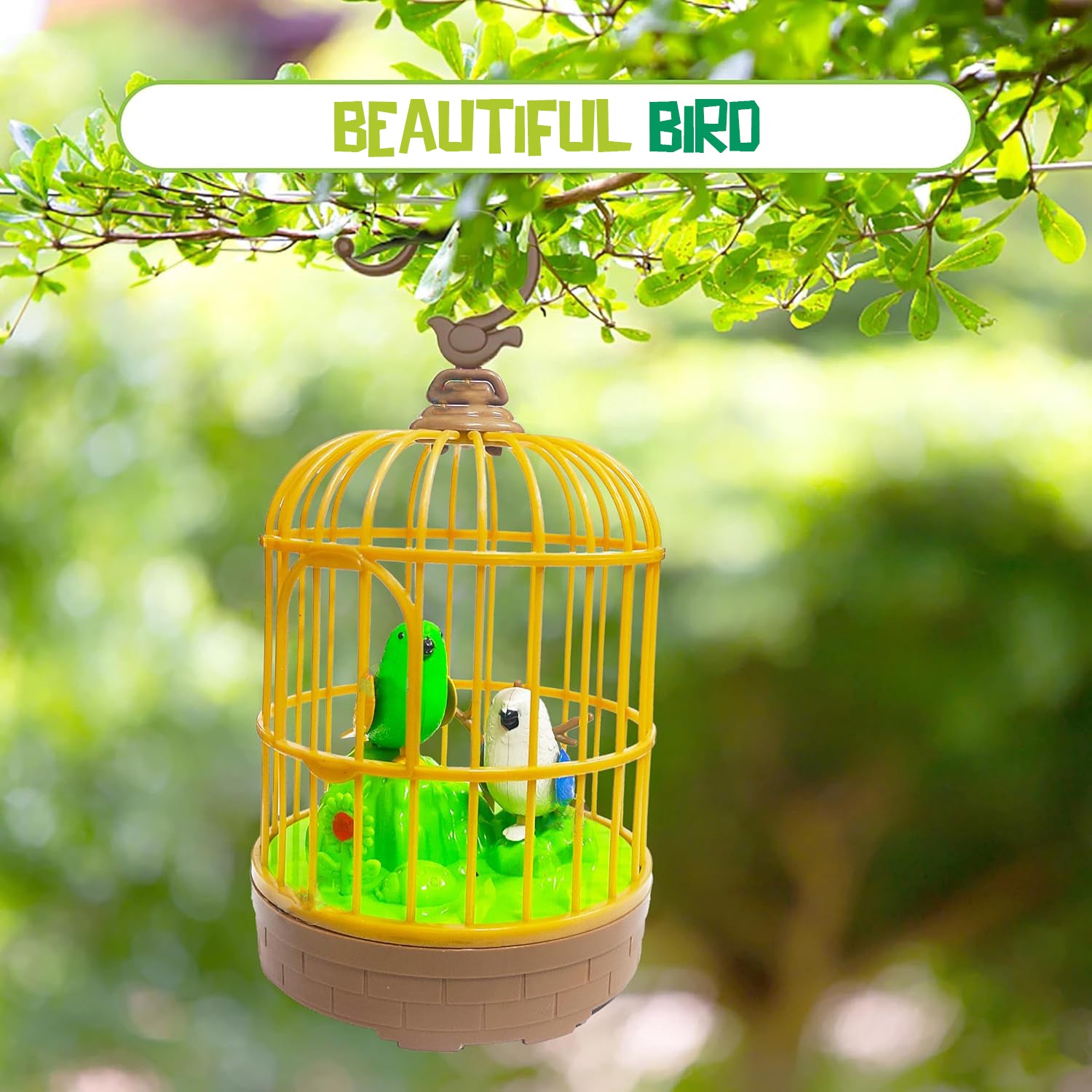 Sound Activated Chirping Bird in Hanging Cage, Beautiful Pinjra Bird Toy (1 Pc / Battery Not Operated) - Shivani Jaswal Sound Activated Chirping Bird in Hanging Cage, Beautiful Pinjra Bird Toy (1 Pc / Battery Not Operated)