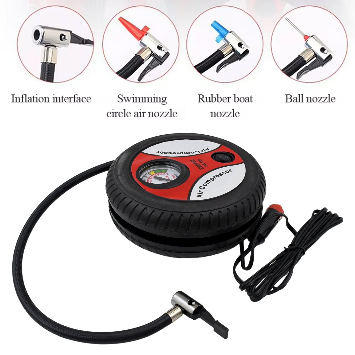 Compressor for Car and Bike 12V 260 PSI Tyre Inflator Air Pump - Shivani Jaswal Compressor for Car and Bike 12V 260 PSI Tyre Inflator Air Pump