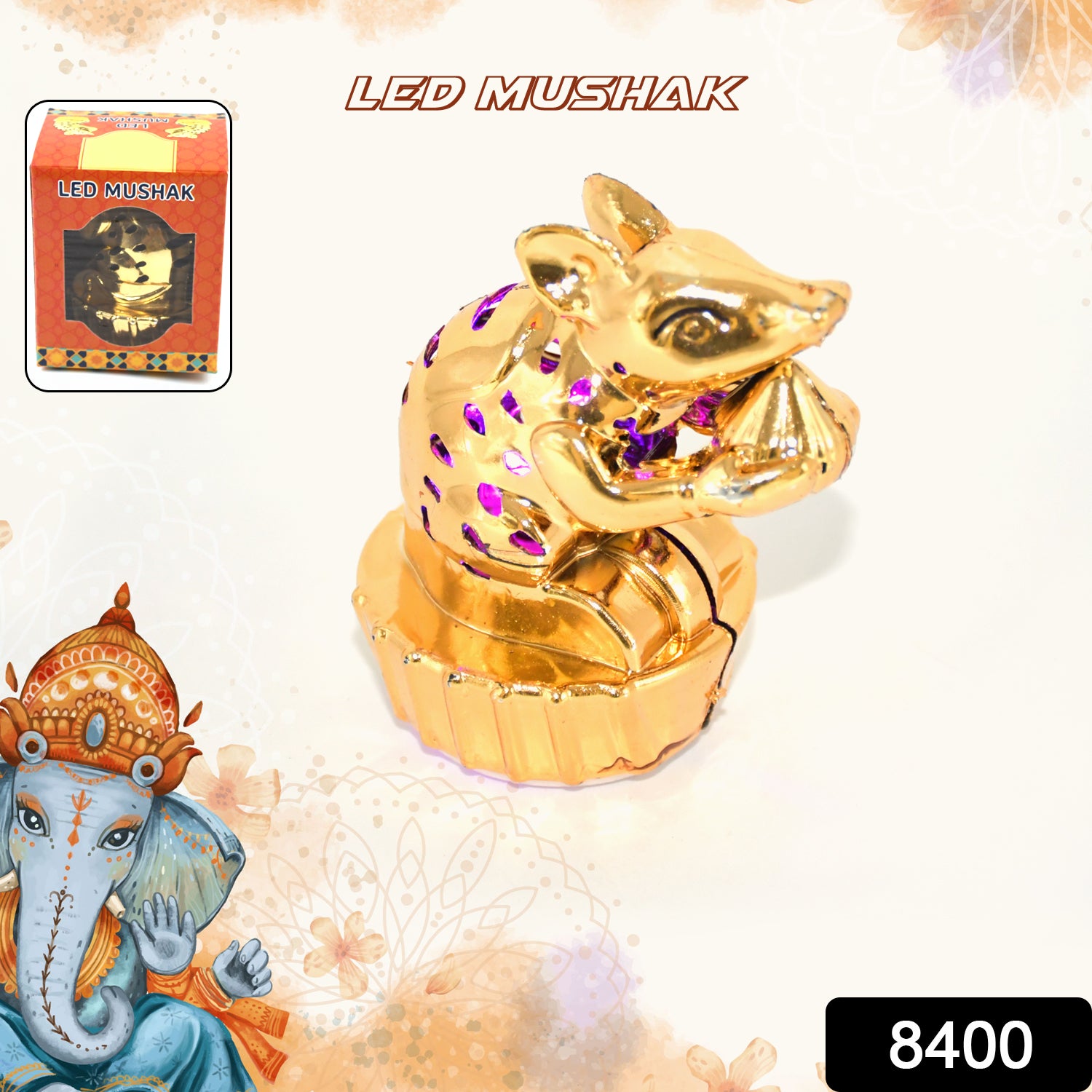 Multicolour LED Mushak / LED Mooshak for Ganpati Decorations (1 Pc) - Shivani Jaswal Multicolour LED Mushak / LED Mooshak for Ganpati Decorations (1 Pc)