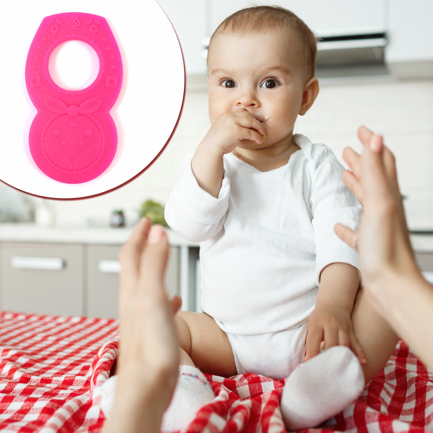 Silicone Baby Teether Pack of 1 (Mix Design & Color) - Shivani Jaswal Silicone Baby Teether Pack of 1 (Mix Design & Color)