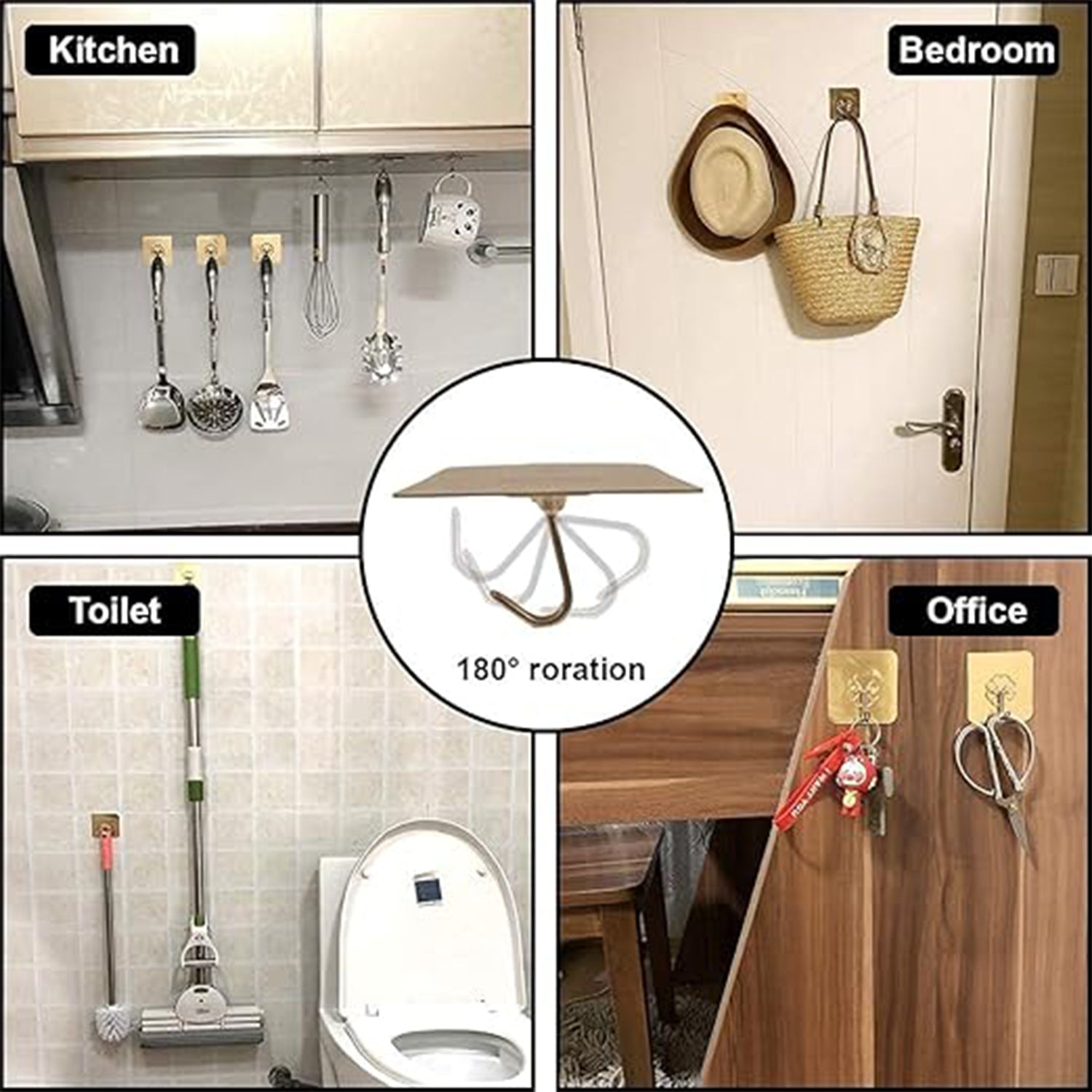 Adhesive Heavy-Duty Hooks for Kitchen and Bathroom (1 Pc / 6×6 Cm) - Shivani Jaswal Adhesive Heavy-Duty Hooks for Kitchen and Bathroom (1 Pc / 6×6 Cm)