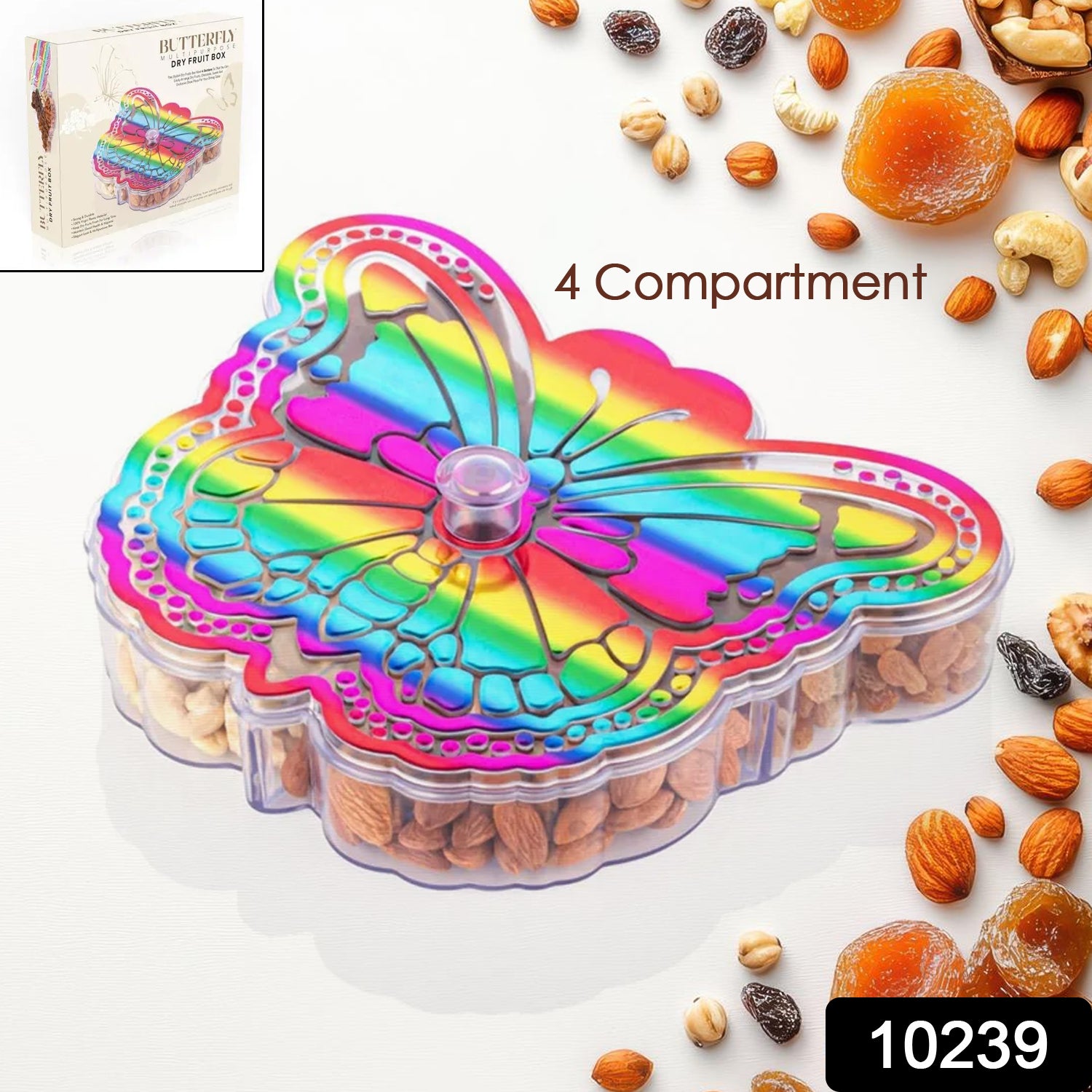 Butterfly Shape 4 Compartment Multipurpose Box | Dry Fruit Box (1 Pc) - Shivani Jaswal Butterfly Shape 4 Compartment Multipurpose Box | Dry Fruit Box (1 Pc)