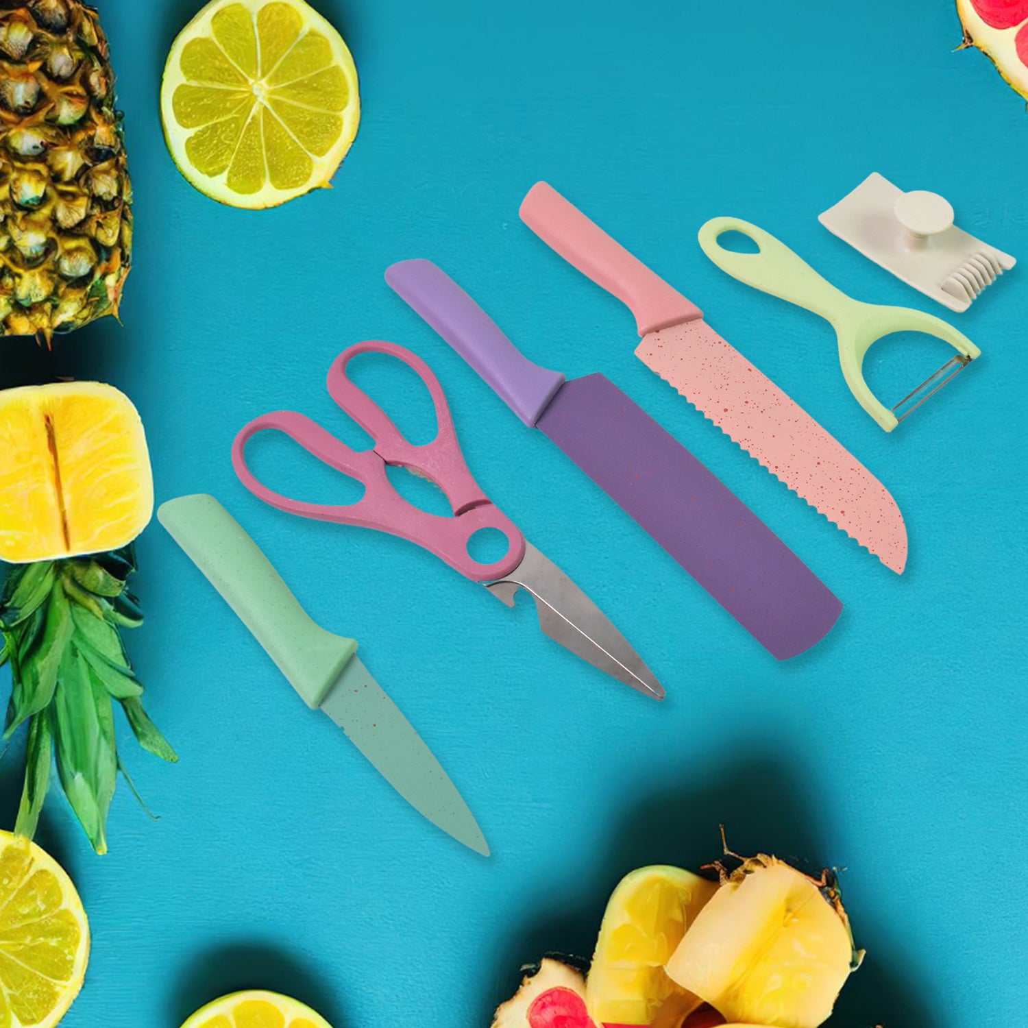 Professional Colorful Kitchen Knives Set (6 Pcs Set) - Shivani Jaswal Professional Colorful Kitchen Knives Set (6 Pcs Set)