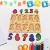 Wooden Number Puzzle Learning Educational Board (1 Set / 28Ã—20 Cm)
