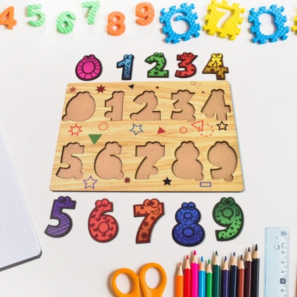 Wooden Number Puzzle Learning Educational Board (1 Set / 28Ã—20 Cm)