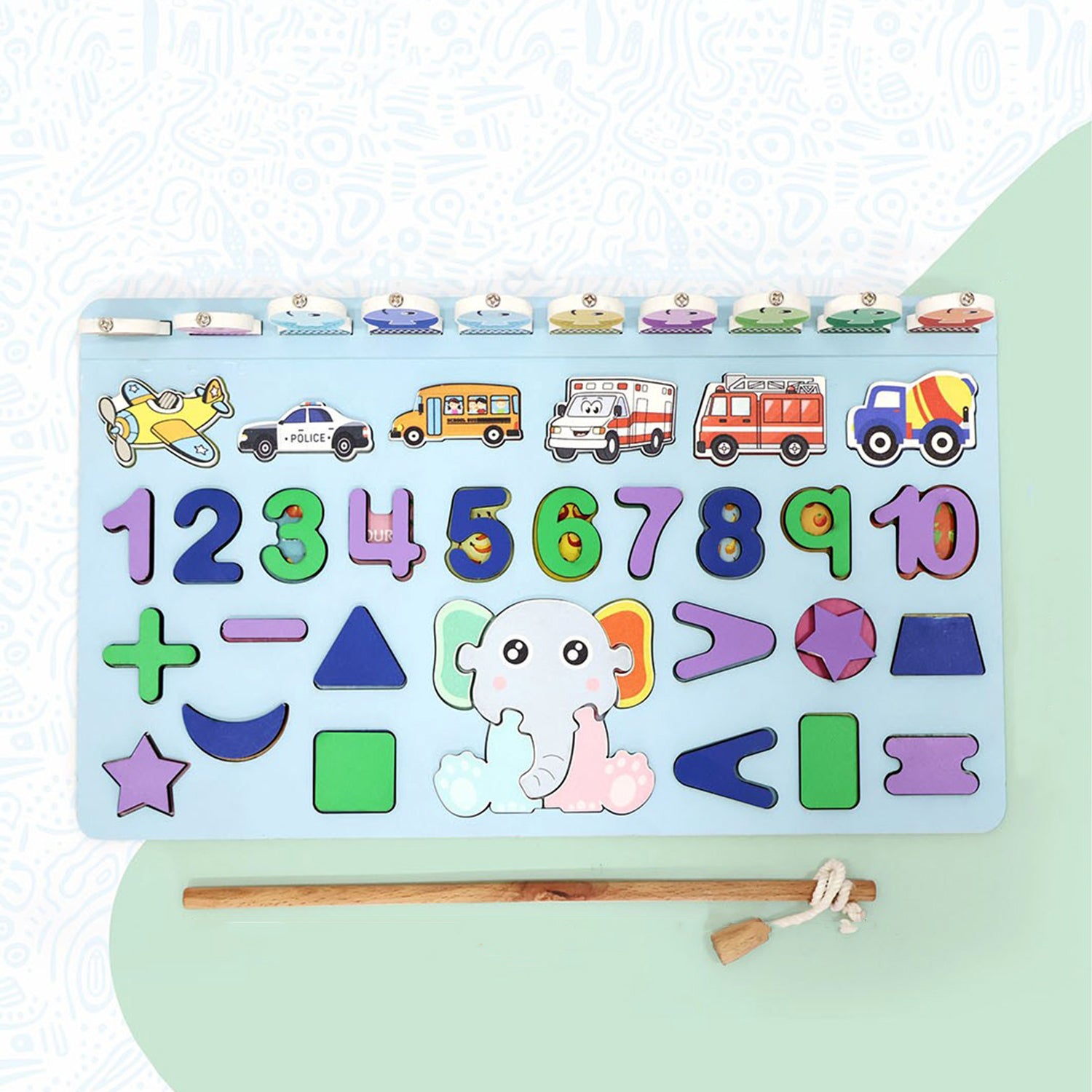 Wooden Number Puzzle Match Board and magnetic rod - Shivani Jaswal Wooden Number Puzzle Match Board and magnetic rod