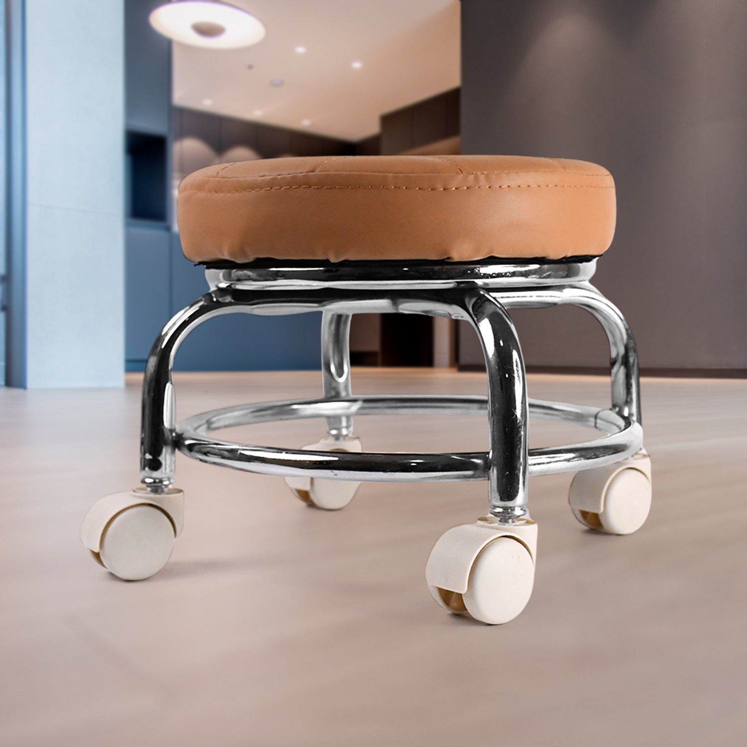 Heavy Duty Steel Base Round Rolling Stool with Wheels Pedicure Stool (1 pc) - Shivani Jaswal Heavy Duty Steel Base Round Rolling Stool with Wheels Pedicure Stool (1 pc)