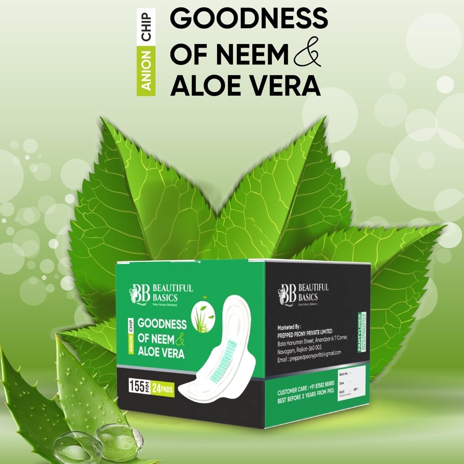 Sanitary Pantyliner with Neem & Aloe Vera, Ultra Thin, PH Balanced, Antibacterial (24 Pads, 155mm) - Shivani Jaswal Sanitary Pantyliner with Neem & Aloe Vera, Ultra Thin, PH Balanced, Antibacterial (24 Pads, 155mm)