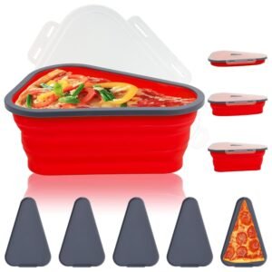 Reusable Expandable Pizza Storage Container with 5 Microwavable Trays â€“ Adjustable for Home & Outdoor Use