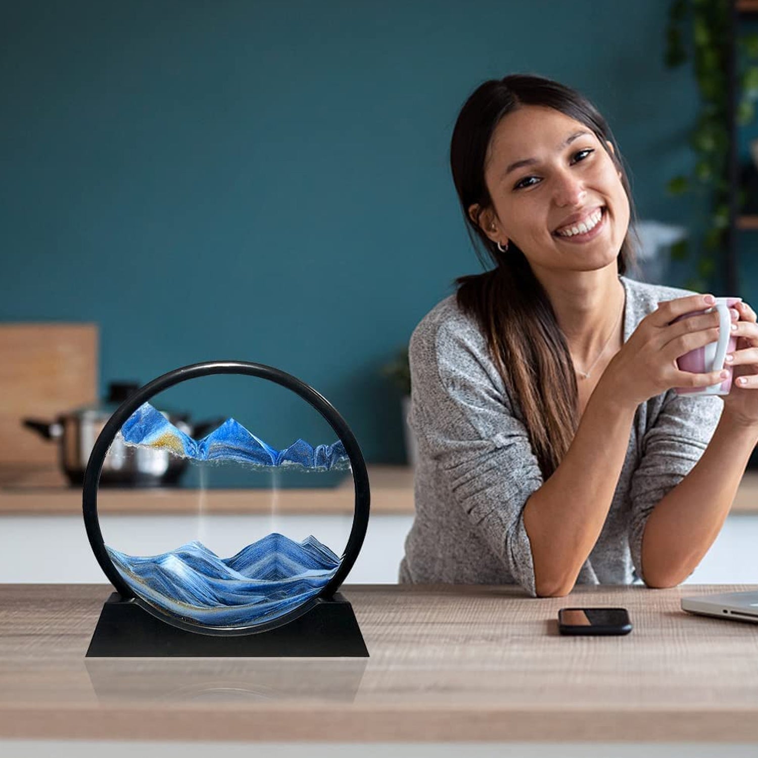 3D Moving Sand Art – Liquid Motion Deep Sea Sandscape with Round Glass Frame (1 Pc) - Shivani Jaswal 3D Moving Sand Art – Liquid Motion Deep Sea Sandscape with Round Glass Frame (1 Pc)