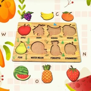 Wooden Fruits Puzzle Learning Educational Board (1 Set / 28Ã—20 Cm)