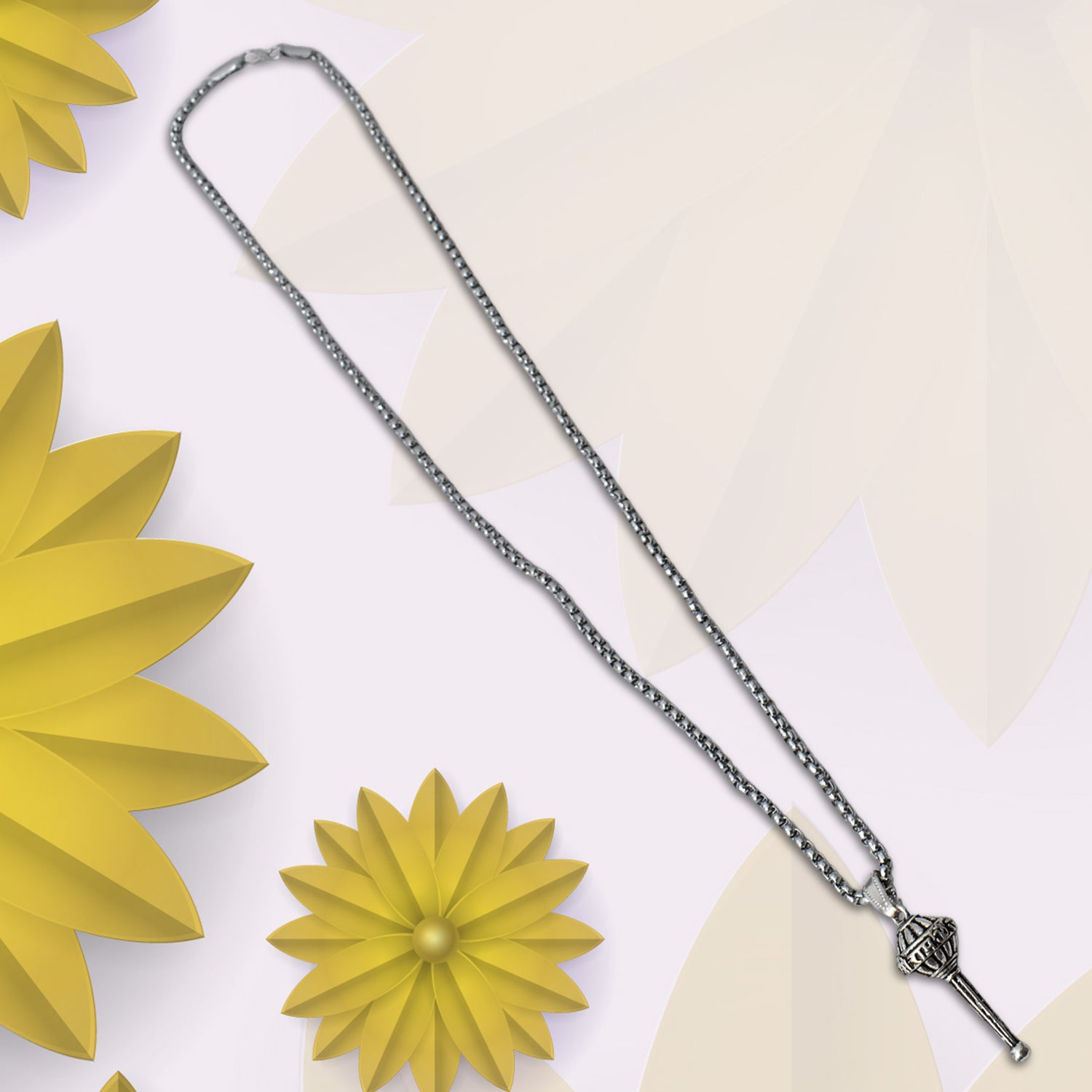 Silver Chain With Gada Pendant / Locket (1 Pc) - Shivani Jaswal Silver Chain With Gada Pendant / Locket (1 Pc)