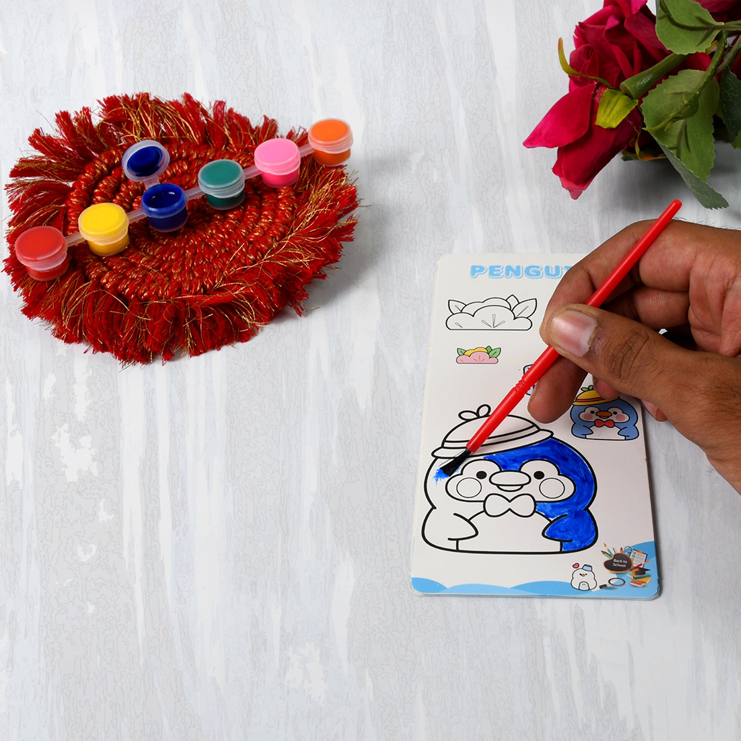 Kids Art Painting Kit Water Color, Cartoon Printed Board & Brush (9 Pcs Set) - Shivani Jaswal Kids Art Painting Kit Water Color, Cartoon Printed Board & Brush (9 Pcs Set)
