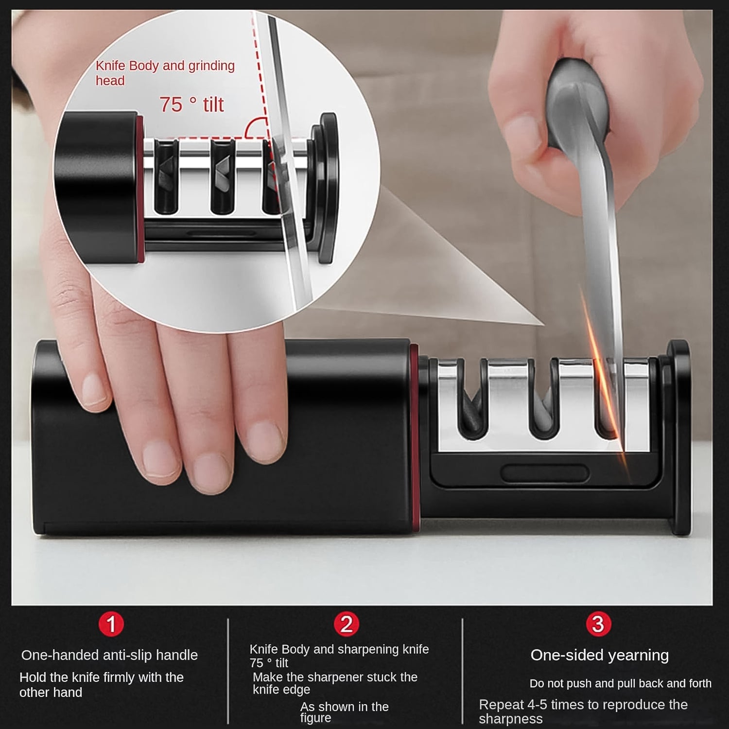 3-Stage Knife Sharpener, Knife grinder Three-sided blade for both water (1 Pc) - Shivani Jaswal 3-Stage Knife Sharpener, Knife grinder Three-sided blade for both water (1 Pc)