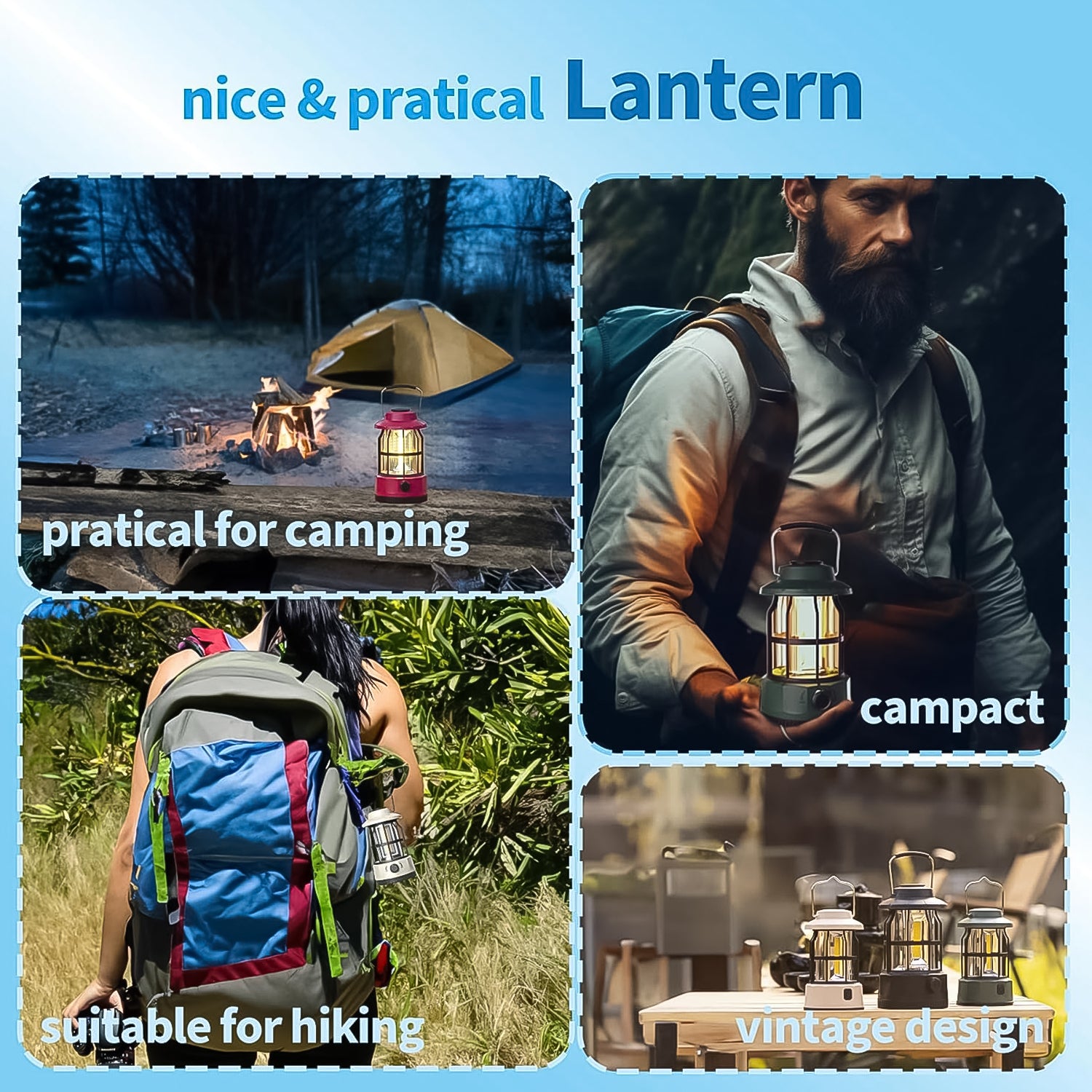 LED Camping Lante Light Retro Style Lighting Battery Type-c Rechargeable (1 Pc) - Shivani Jaswal LED Camping Lante Light Retro Style Lighting Battery Type-c Rechargeable (1 Pc)