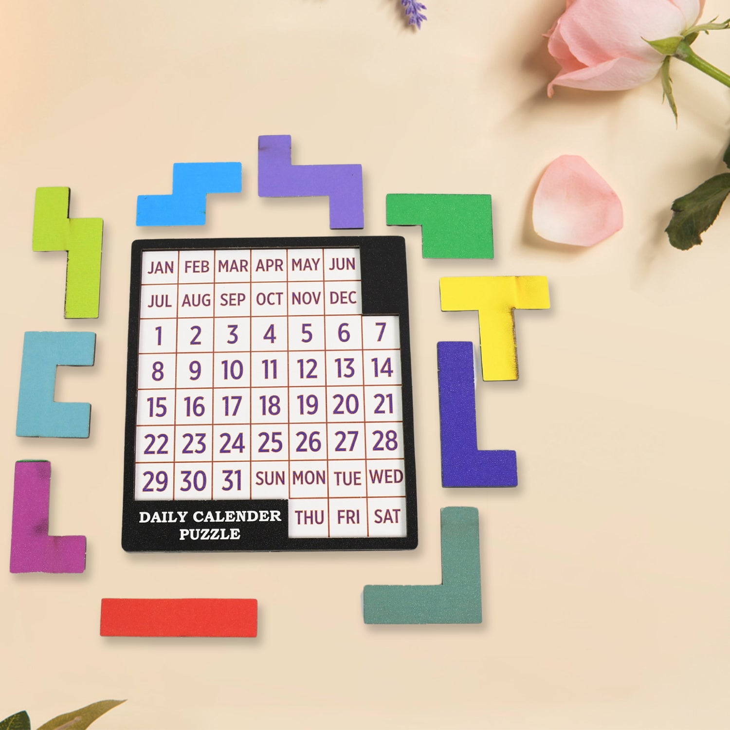 Wooden Daily Calendar Puzzle (Multicolor / 1 Set) - Shivani Jaswal Wooden Daily Calendar Puzzle (Multicolor / 1 Set)