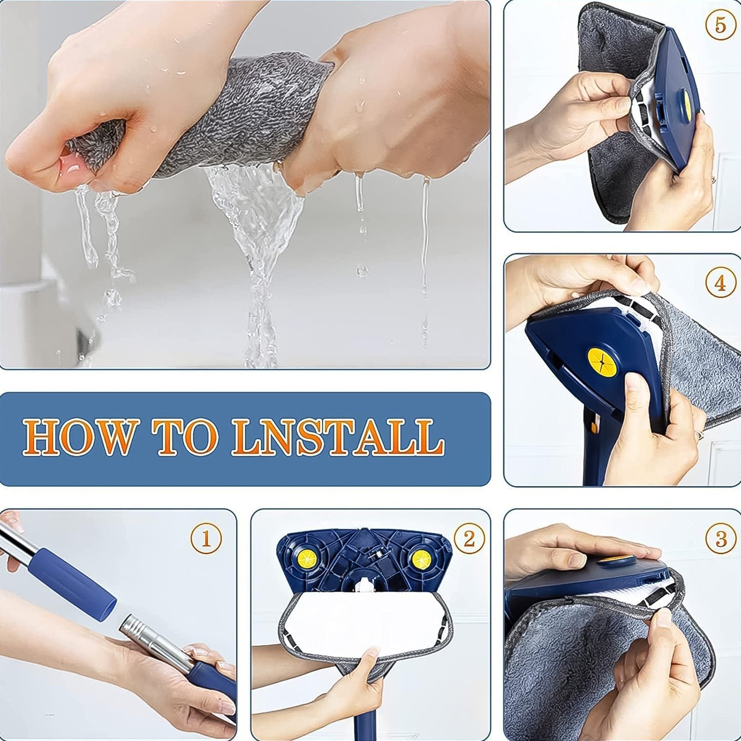 360° Rotatable Mop Triangle Mop with Long Handle (1 Pc / 113 Cm) - Shivani Jaswal 360° Rotatable Mop Triangle Mop with Long Handle (1 Pc / 113 Cm)