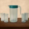 Apex Crystal Premium Jug with Lid & 4 Pcs Glass (1500 ML / 300 ML Approx / 5 Pcs Set)