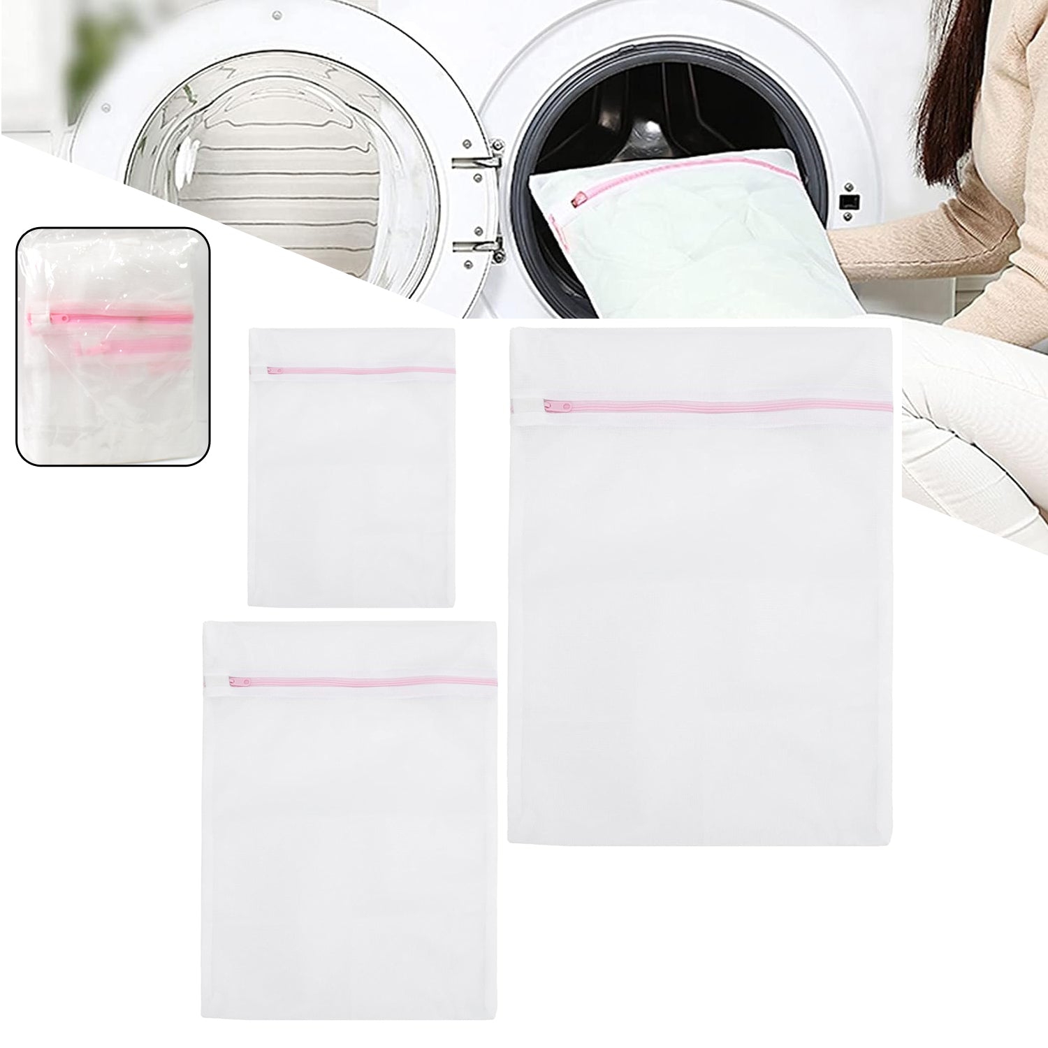 Reusable and Durable Zip Mesh Laundry Bag 3 Different Size (3 Pcs Set) - Shivani Jaswal Reusable and Durable Zip Mesh Laundry Bag 3 Different Size (3 Pcs Set)