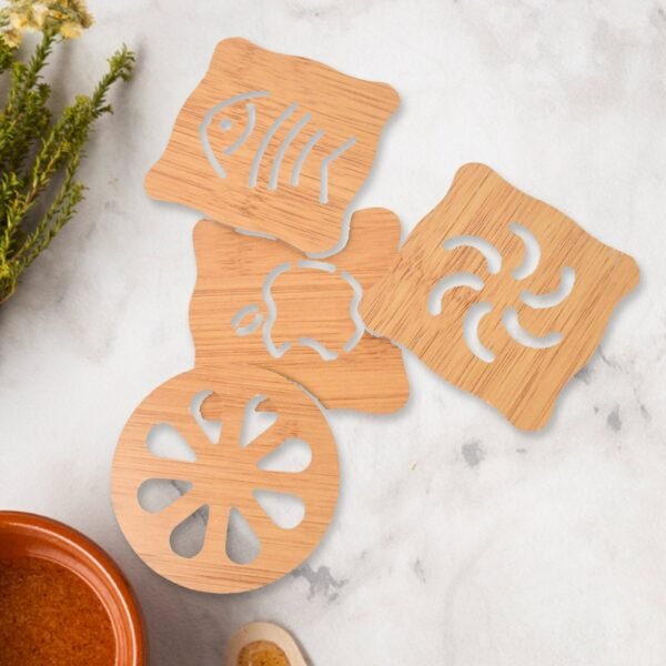 Wooden Table Coasters Tea Coasters (1 Pc / Mix Design)