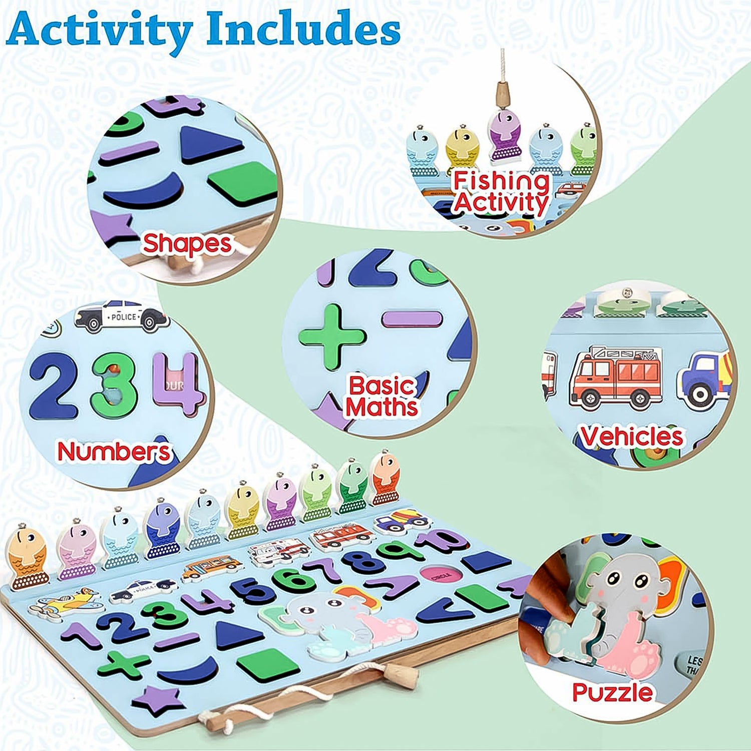Wooden Number Puzzle Match Board and magnetic rod - Shivani Jaswal Wooden Number Puzzle Match Board and magnetic rod