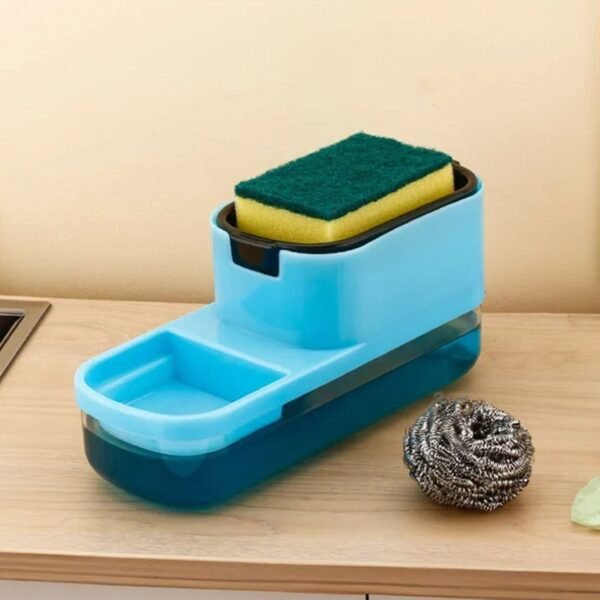 2 in 1 Plastic Dish Soap Liquid Dispenser Sponge Holder (1 Set)