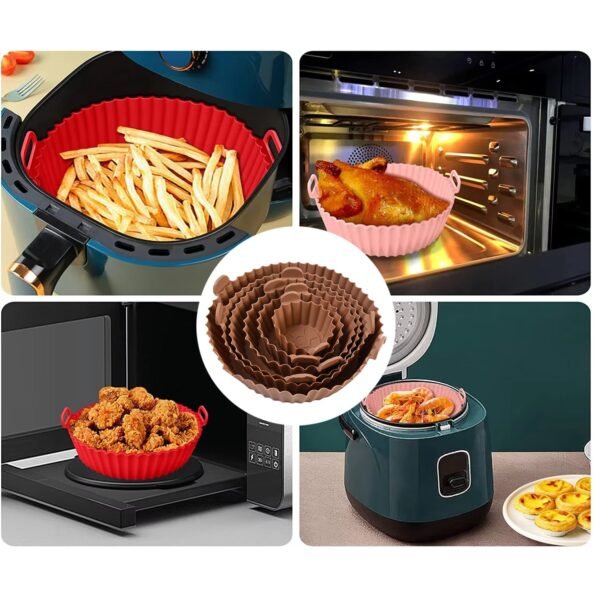 Air Fryer Reusable Silicone Pot with Handles (6 Pc set)