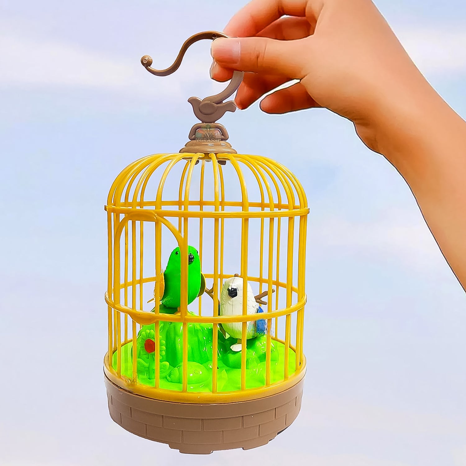 Sound Activated Chirping Bird in Hanging Cage, Beautiful Pinjra Bird Toy (1 Pc / Battery Not Operated) - Shivani Jaswal Sound Activated Chirping Bird in Hanging Cage, Beautiful Pinjra Bird Toy (1 Pc / Battery Not Operated)