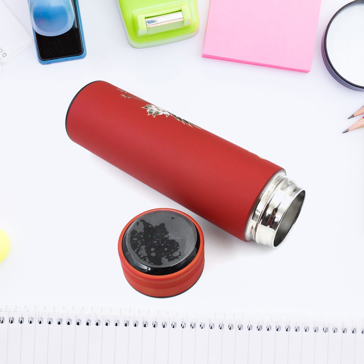Printed Smart Vacuum Insulated Water Bottle with LED Temperature Display (1 Pc / 500 ML Approx / Multicolor) - Shivani Jaswal Printed Smart Vacuum Insulated Water Bottle with LED Temperature Display (1 Pc / 500 ML Approx / Multicolor)