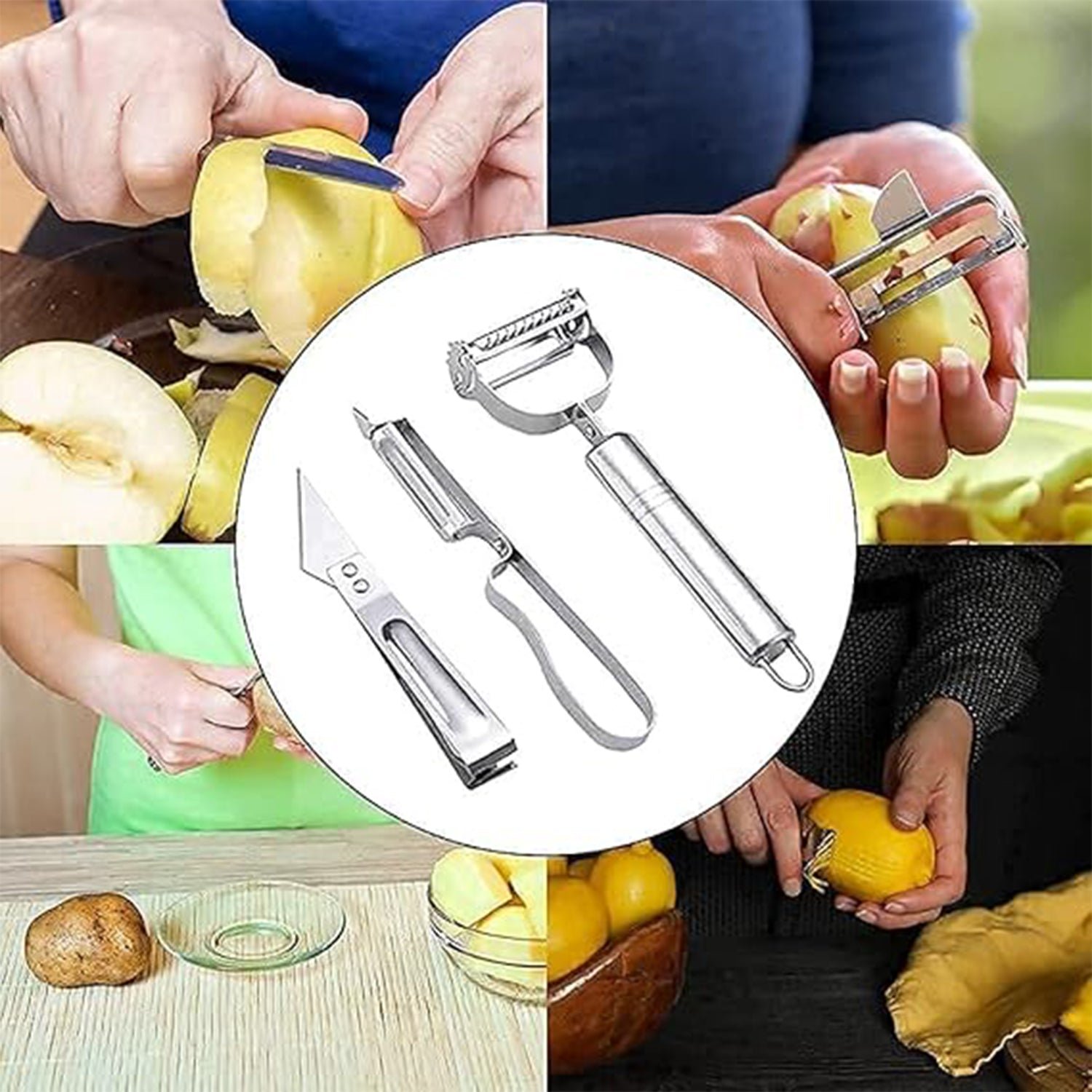 3 In 1 Stainless Steel Vegetable and Fruit Peeler Set (3 Pcs Set) - Shivani Jaswal 3 In 1 Stainless Steel Vegetable and Fruit Peeler Set (3 Pcs Set)