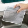 Double-Sided Microfiber Cloth & Stainless Steel Scrubber â€“ Non-Scratch Wire (1 Pc, 20x20 cm)
