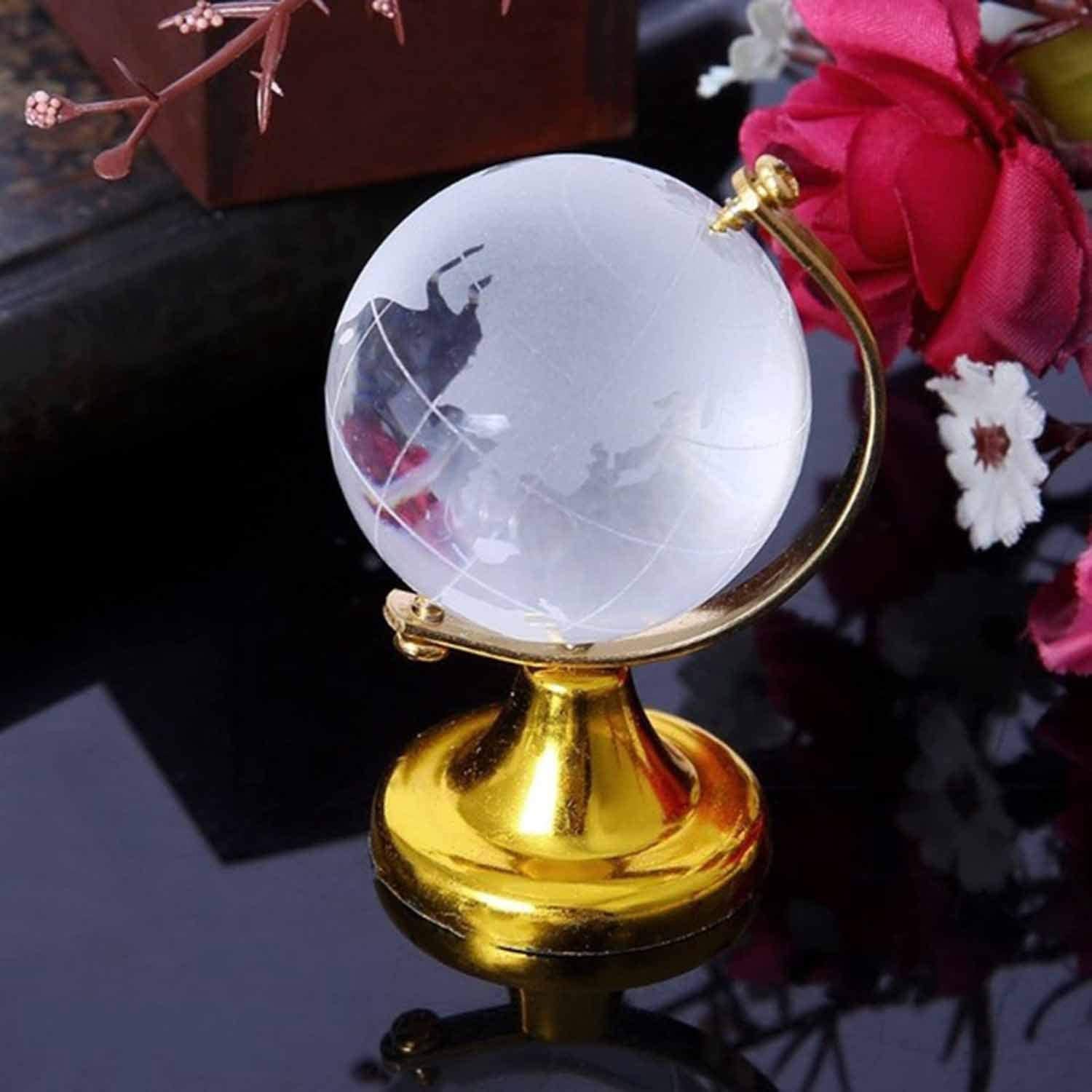Crystal Globe / World Map 50 mm with Golden Stand (1 Pc) - Shivani Jaswal Crystal Globe / World Map 50 mm with Golden Stand (1 Pc)
