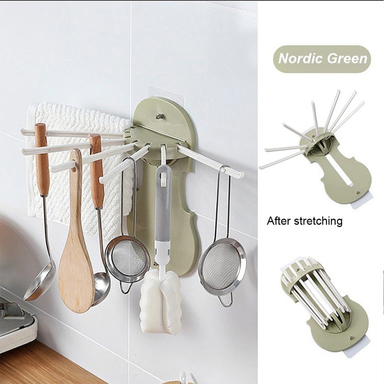 Plastic 7-in-1 Multifunction Retractable Wall-Mounted Pull-Out Hanger Rack Without Punching Hooks Up for Kitchen Bathroom - Shivani Jaswal Plastic 7-in-1 Multifunction Retractable Wall-Mounted Pull-Out Hanger Rack Without Punching Hooks Up for Kitchen Bathroom