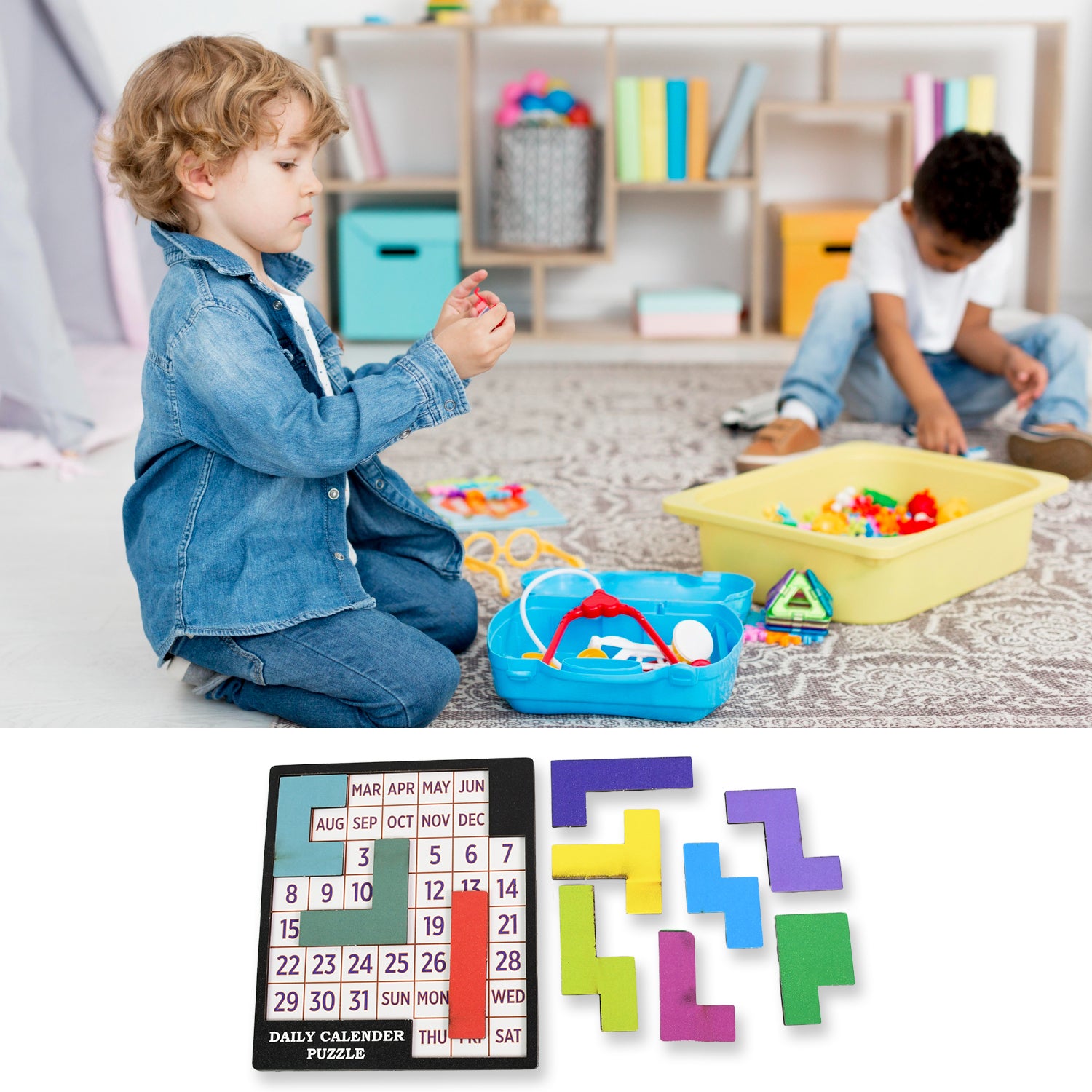 Wooden Daily Calendar Puzzle (Multicolor / 1 Set) - Shivani Jaswal Wooden Daily Calendar Puzzle (Multicolor / 1 Set)