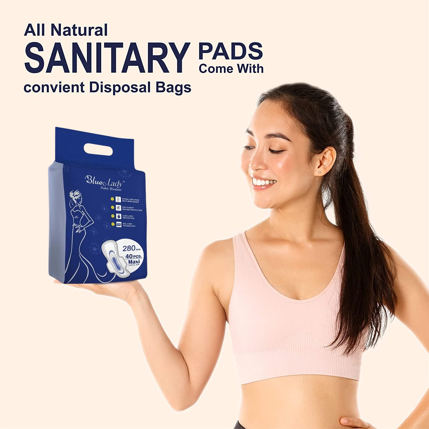 Blue Lady Extra Long Pads With Wides Wings Sanitary Pads – 320 mm, 40-Pack - Shivani Jaswal Blue Lady Extra Long Pads With Wides Wings Sanitary Pads – 320 mm, 40-Pack