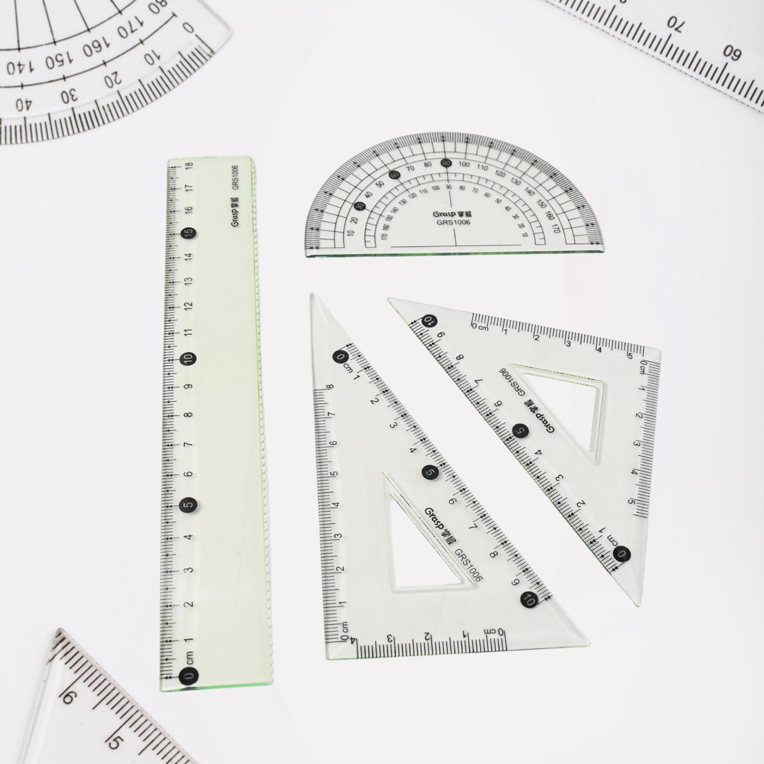 4-Piece Geometry Set, Triangle Ruler Protractor Straight Ruler - Shivani Jaswal 4-Piece Geometry Set, Triangle Ruler Protractor Straight Ruler