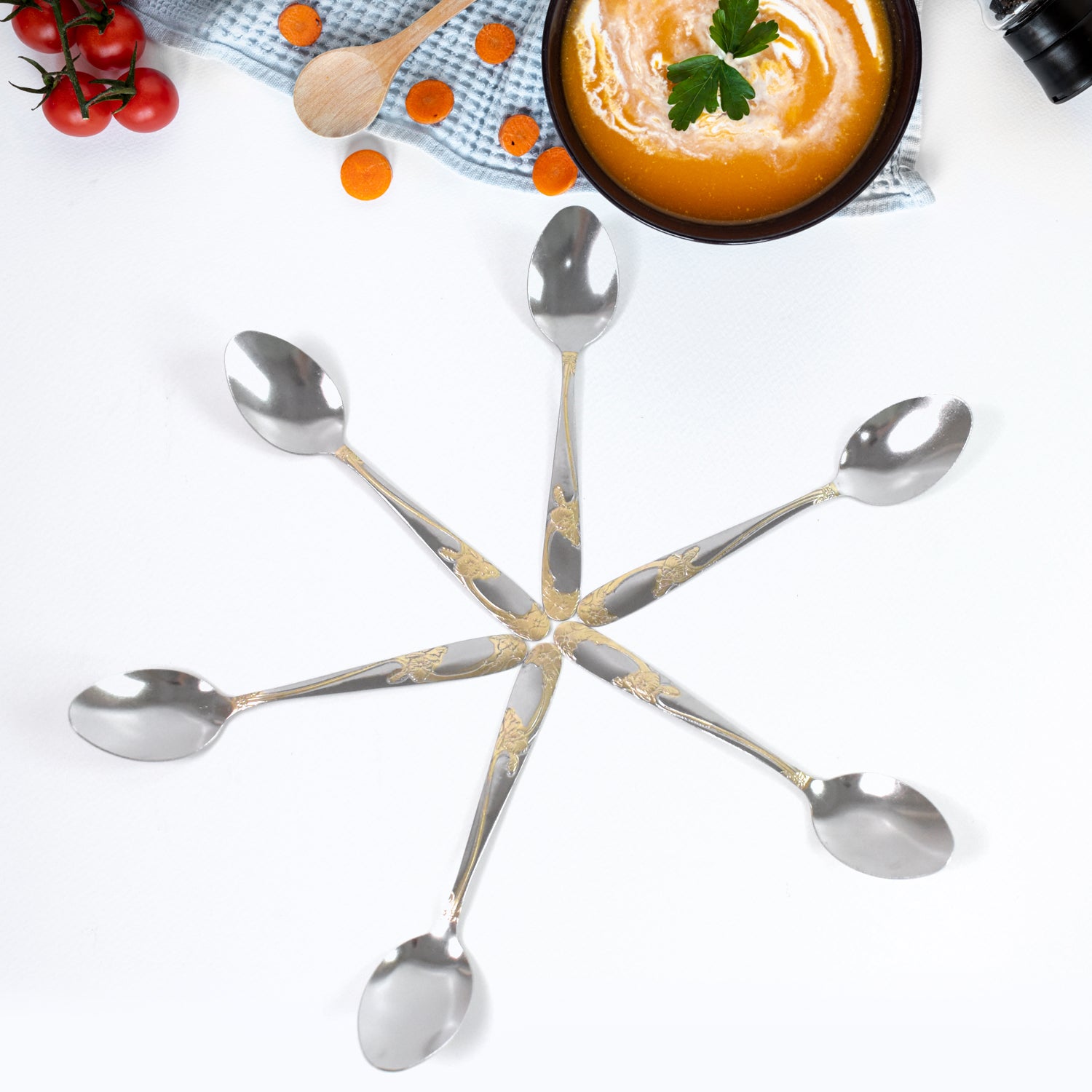 Stainless Steel Table Spoons / Baby Spoon Set Set of 6 - Shivani Jaswal Stainless Steel Table Spoons / Baby Spoon Set Set of 6