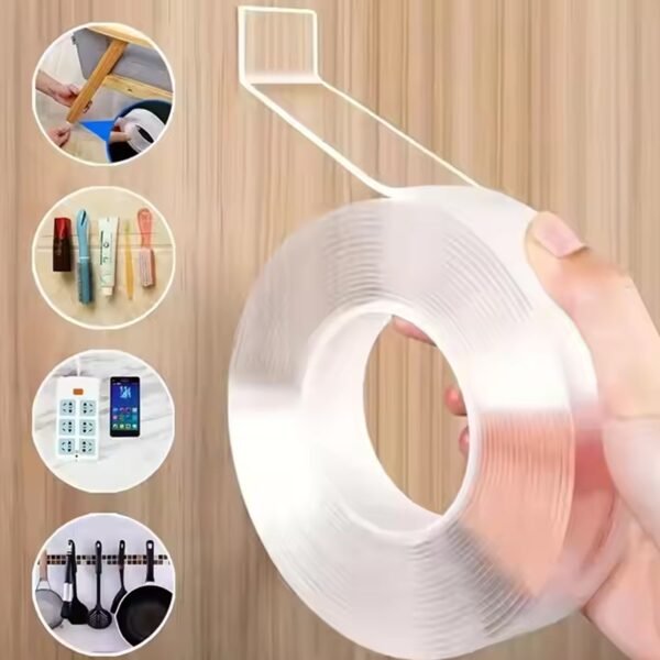 Sticky Double Sided Tape Washable Adhesive Tape Reusable (Thin / 6.5Ã—3 Cm / 1 Pc)
